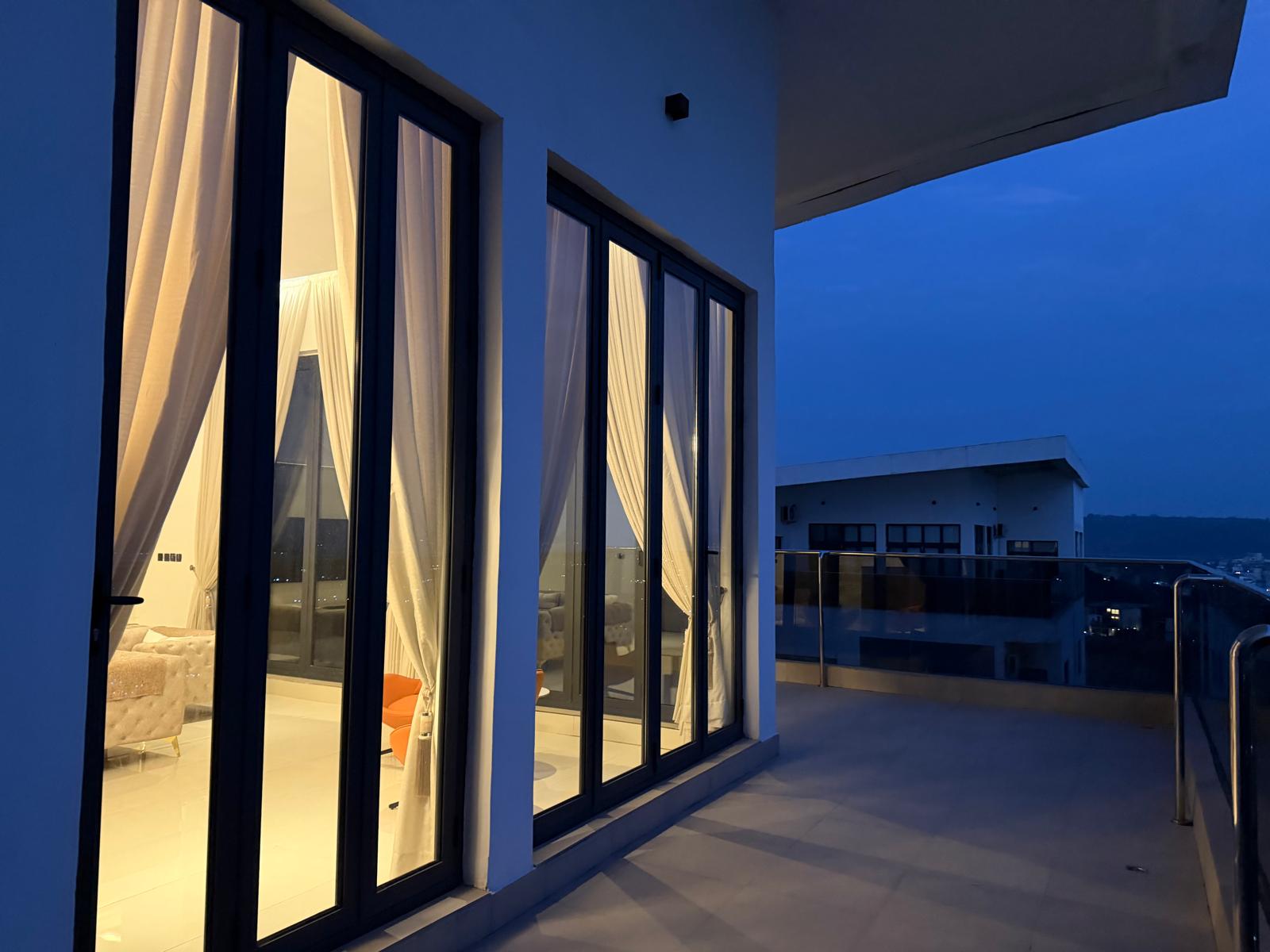 The balcony at dusk